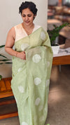 Pista Green embroidered net kota saree