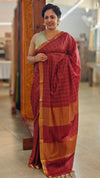 Maroon checked bagalpuri silk saree - BPR3