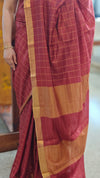 Maroon checked bagalpuri silk saree - BPR3