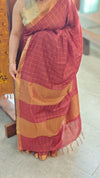 Maroon checked bagalpuri silk saree - BPR3