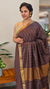 Coffee brown checked bagalpuri silk saree - BPR3