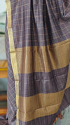 Coffee brown checked bagalpuri silk saree - BPR3