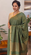 Green checked bagalpuri silk saree - BPR3