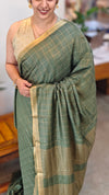 Green checked bagalpuri silk saree - BPR3