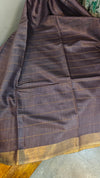 Dark grey checked bagalpuri silk saree - BPR3