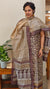 Dark mauve and off white printed tussar silk suit