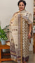 Dark beige and off white printed tussar silk suit