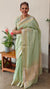 Mint green linen silk saree - DR42