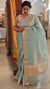 Powder blue linen silk saree - DR42