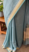 Stone blue linen silk saree - DR42