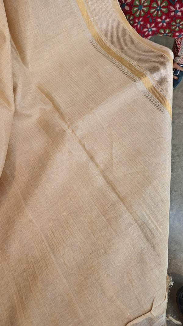 Light beige linen silk saree - DR42