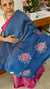 Classic blue lined noil tussar saree - S122