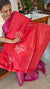 Red lined noil tussar silk saree - S122