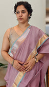 Mauve linen silk saree - DR42