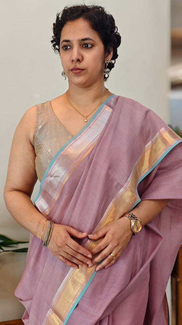 Mauve linen silk saree - DR42