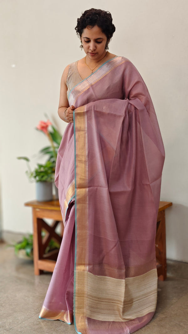 Mauve linen silk saree - DR42