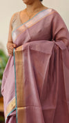 Mauve linen silk saree - DR42