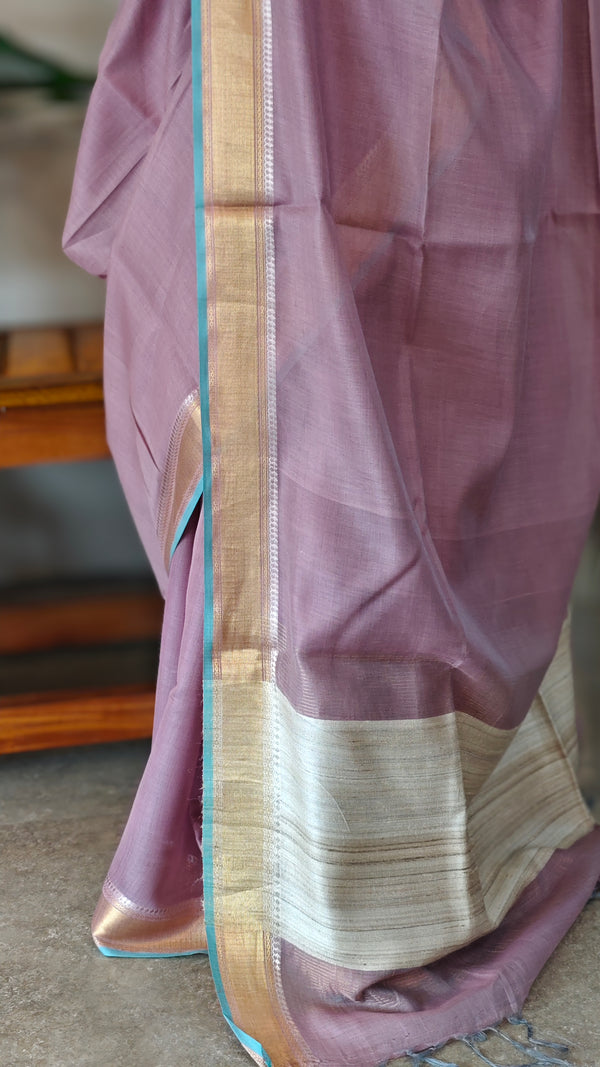Mauve linen silk saree - DR42