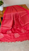 Red lined noil tussar silk saree - S122