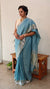 Aegean blue linen silk saree - DR42