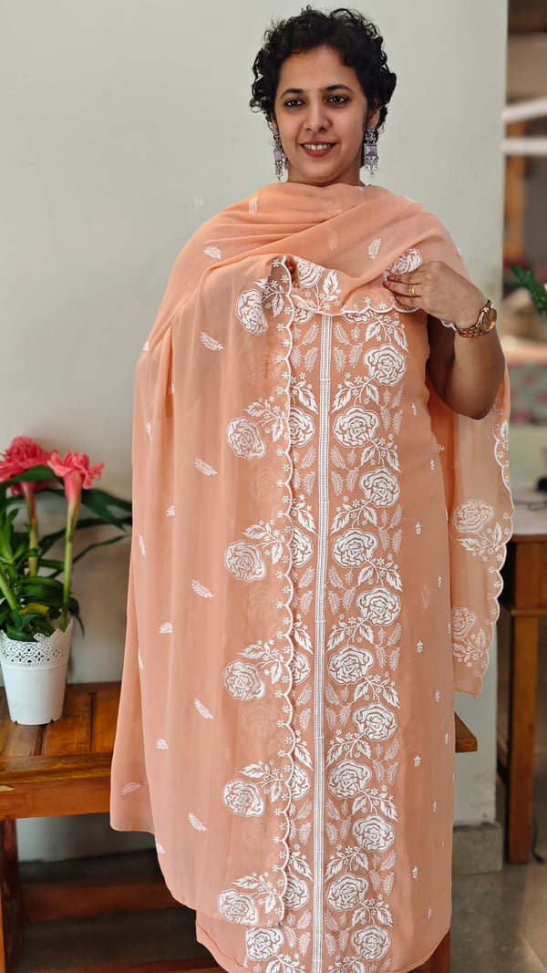 Peach embroidered georgette salwar suit - CM35