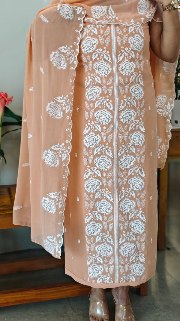 Peach embroidered georgette salwar suit - CM35