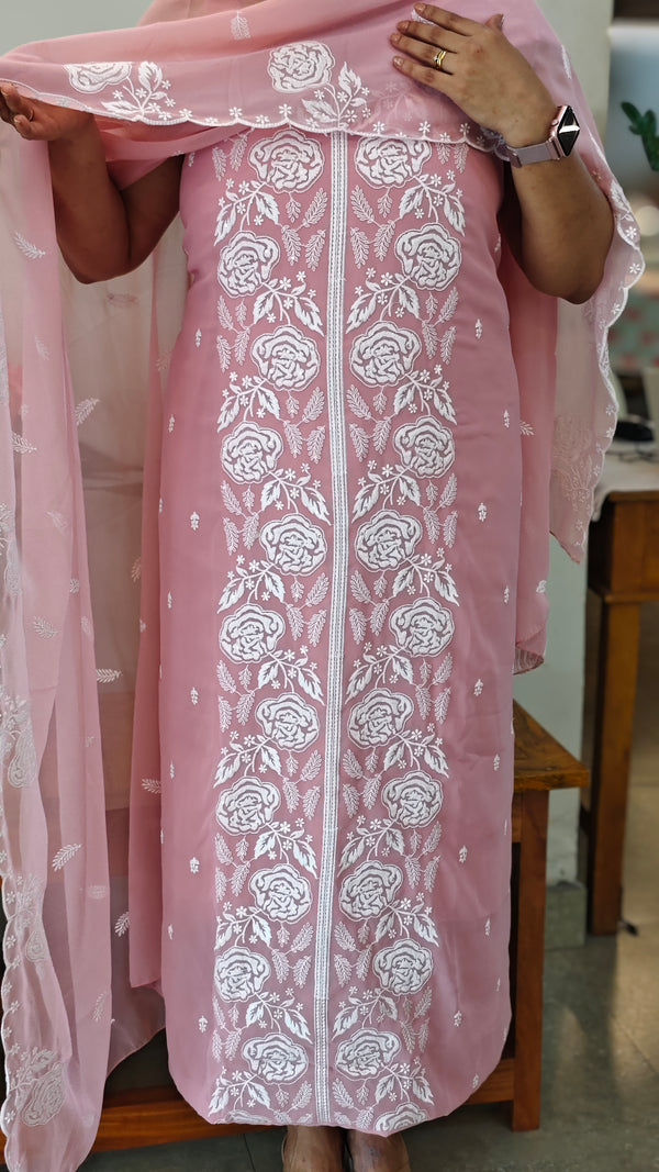 Light pink embroidered georgette suit - CM35