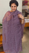 Dusty Lavender Crushed Organza Embroidered Suit - LMC18
