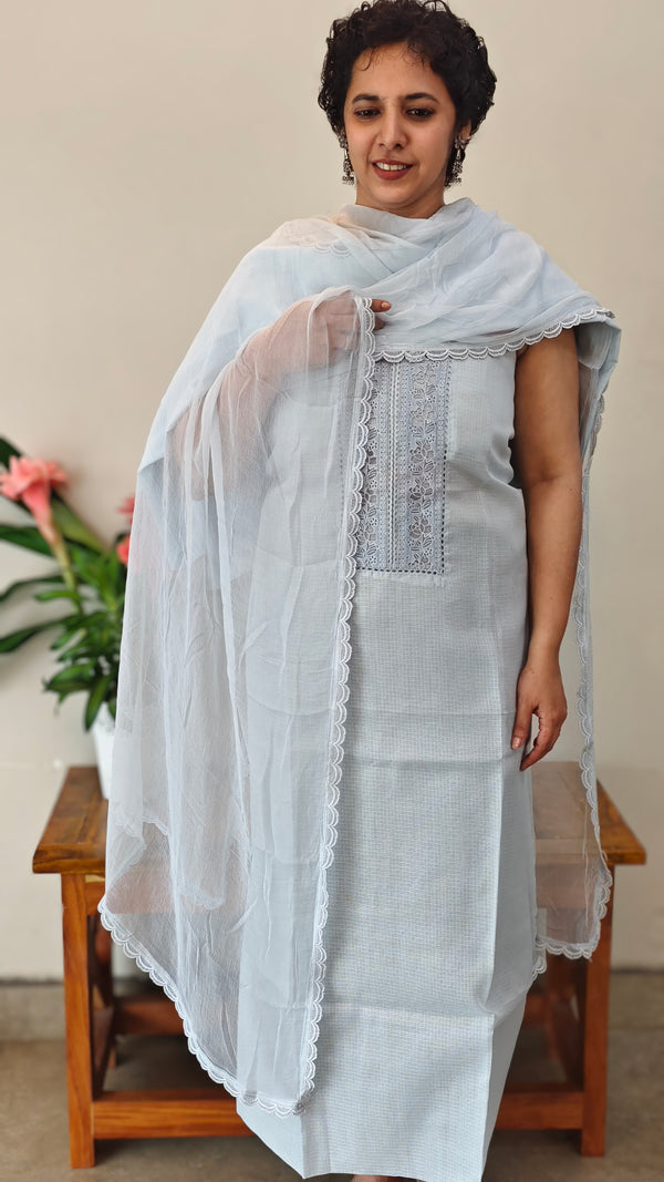 Powder blue net kota suit