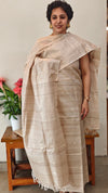Beige pure desi tussar silk suit