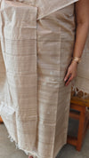 Beige pure desi tussar silk suit
