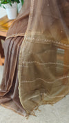 Dark Brown Organza saree- TD16