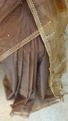 Dark Brown Organza saree- TD16