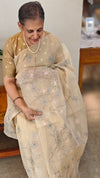 Beige embroidered net kota saree - WQ80