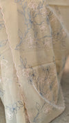 Beige embroidered net kota saree - WQ80