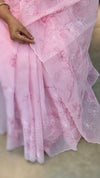 Pink embroidered net kota saree - WQ80