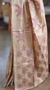 Beige and Lilac pure handloom desi tussar silk saree - 692T