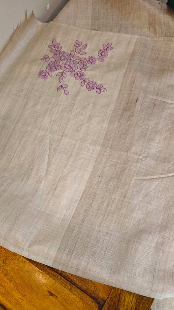 Beige and Lilac pure handloom desi tussar silk saree - 692T