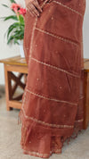 Caramel Brown Organza saree - TD16