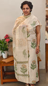Off white Block printed Chanderi salwar suit