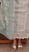 Basil Green and off white blended linen suit