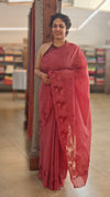 Maroon mal chanderi saree with applique - MLK9 - GA