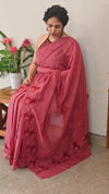 Maroon mal chanderi saree with applique - MLK9 - GA