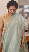 Ice Blue and silver tissue silk saree - 2M83