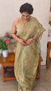 Sage Green and golden tissue silk saree -2M83