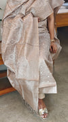 Taupe shade tussar silk suit