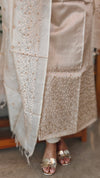 Beige tussar silk suit