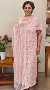 Pastel Peach crepe georgette embroidered suit - ECK3