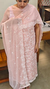 Pastel Peach crepe georgette embroidered suit - ECK3