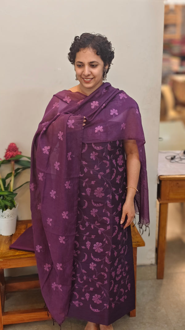 Dark purplecotton silk salwar suit